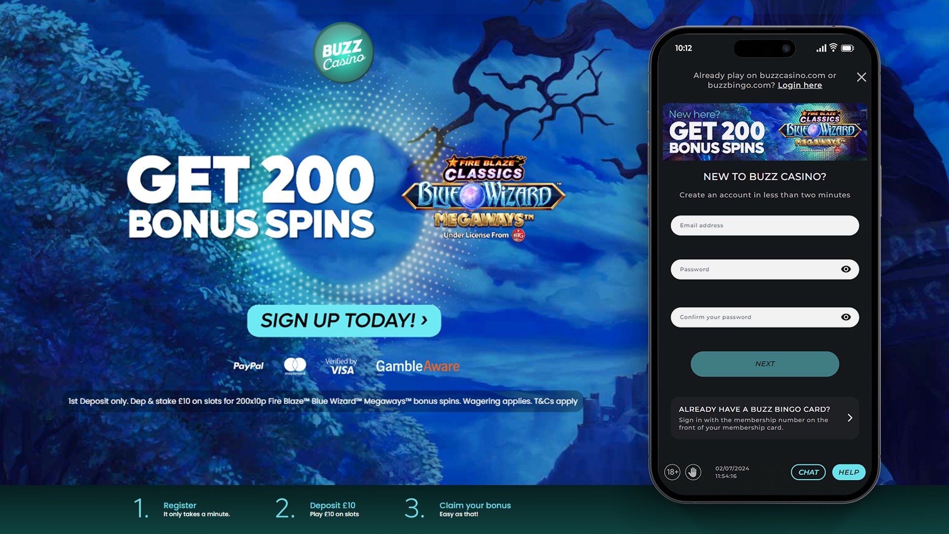 Buzz Casino have one of the best £10 deposit bonus offers