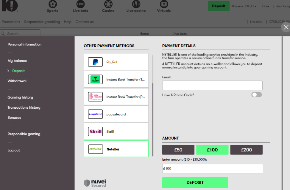 how to deposit at neteller betting sites